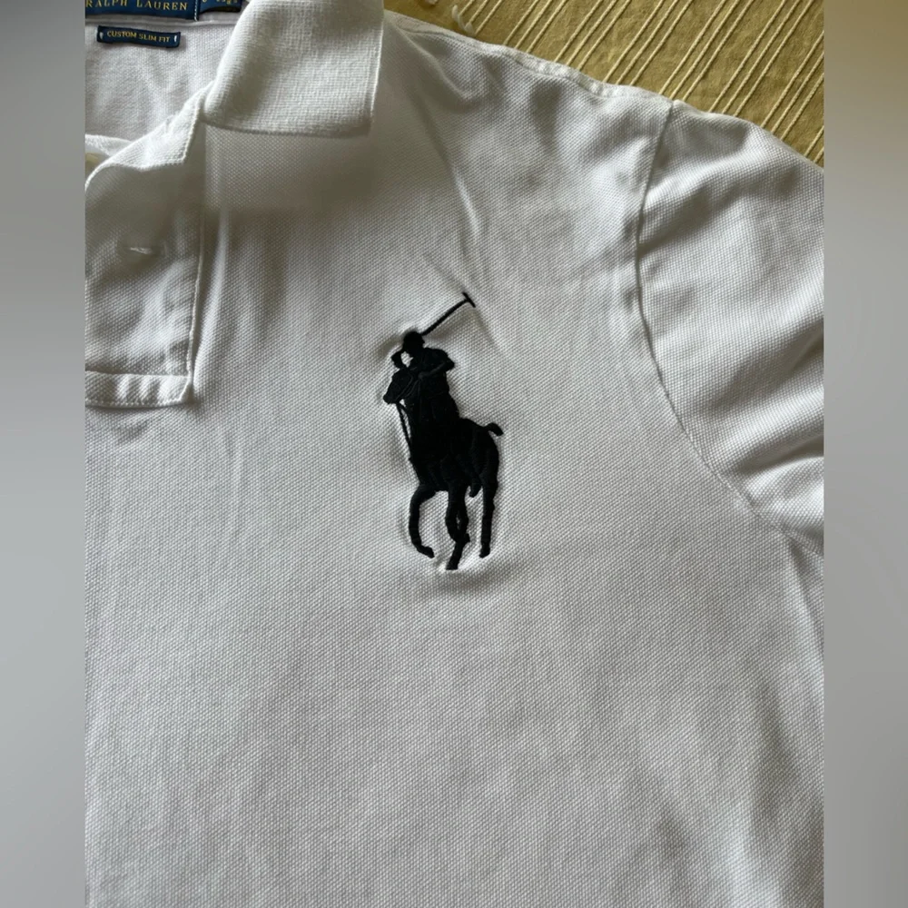 Polo Ralph Lauren Custom Slim Fit Big Pony Mesh Polo Shirt|White/Black, L - Picture 8 of 13